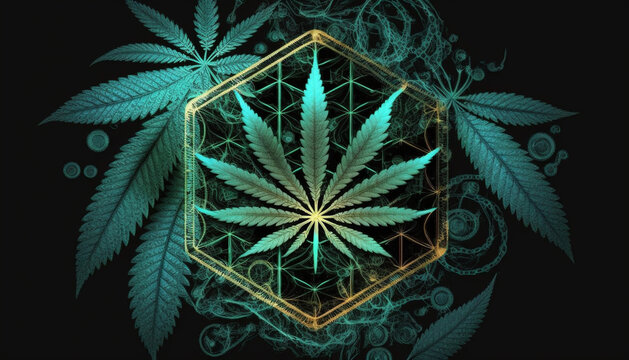 High Art: AI-Generated Images Celebrating the Beauty of Cannabis, plantlife and Sacred Geometry symbols