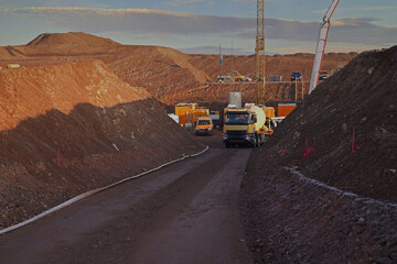  concrete mixing truck on a construction site