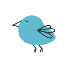 Simple cute bird in doodle style. Element for spring or summer design