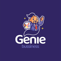 Genie Bussiness Mascot Logo Vector