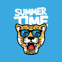 Cheetah Head Summer Time With Sunglasses
