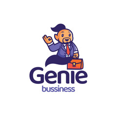 Genie Bussiness Mascot Logo Vector