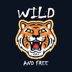 tiger head cartoon character illusration