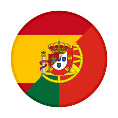 Obraz premium round icon of spain and portugal flags. vector illustration isolated on white background