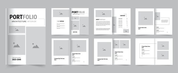 architecture portfolio, real estate or interior portfolio, creative and minimal design layout