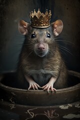 King Mouse wearing a crown - a rat wearing a crown Animal kingdom concept - generative AI