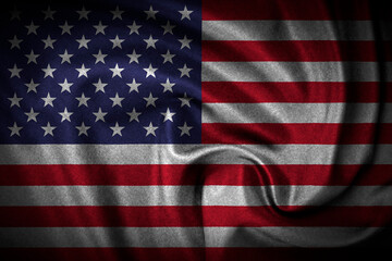 Obraz premium A Close-up of ruffled American flag, wavy cotton flag of America