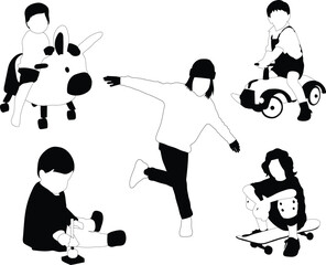 Children's playing silhouette
