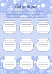 Template for printing an annual,monthly planner