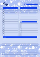 Template for printing a daily planner