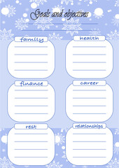 Template for printing a daily planner