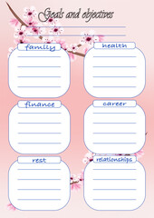 Template for printing an annual,monthly planner