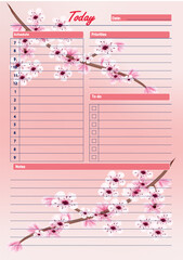 Template for printing a daily planner