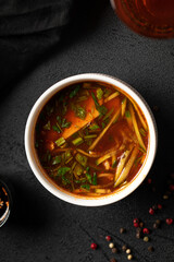 Portion of appetizing chinese national soup dish