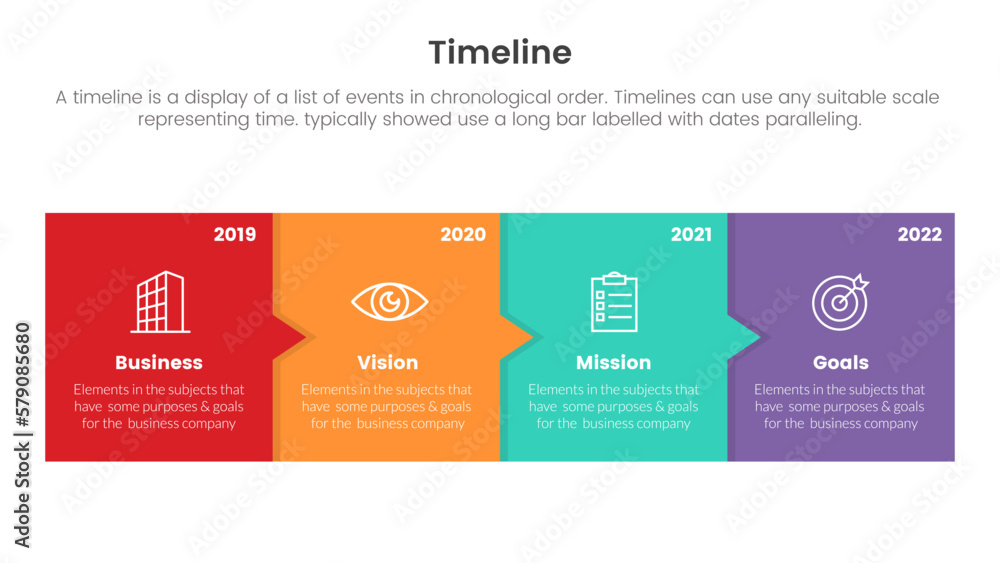 Poster timeline set of point infographic with big box small arrow right direction concept for slide present