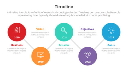 timeline set of point infographic with connected circle up and down concept for slide presentation template banner
