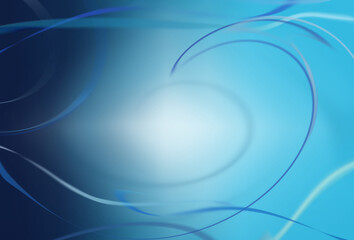 abstract  background in blue -aqua colors with light gradient in the middle and blurred swirled wavy ribbons