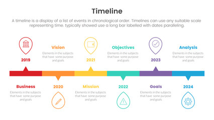 timeline set of point infographic with long rectangle box and small arrow callout concept for slide presentation template banner