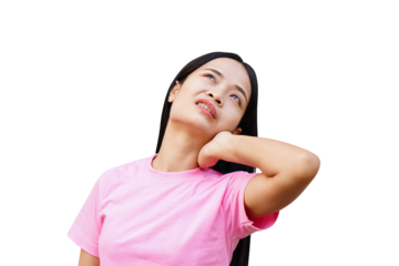 Asian woman having neck pain