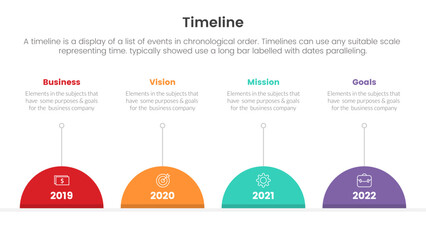 timeline set of point infographic with half circle shape concept for slide presentation template banner