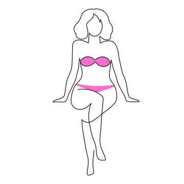 recommend clip art: Woman in swimsuit one line art,hand drawn sunbathing lady figure continuous contour.Beautiful female body concept,summer beauty industry template.Editable stroke.Isolated.Vector illustration
