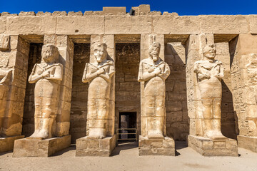 Ramses statues in front of the Karnak temple, Luxor Egypt - obrazy, fototapety, plakaty