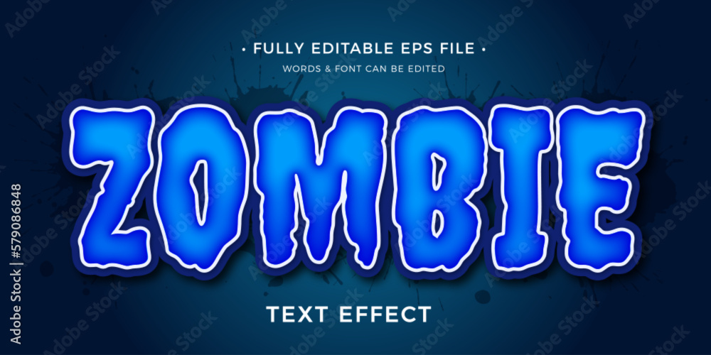 Fototapete zombie vector editable text effect