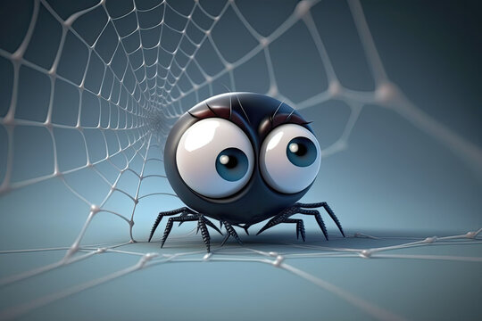 Cute Cartoon Spider Character (Created with Generative AI)
