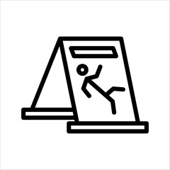 Slippery floor hazard pictogram illustration isolated line icon on white background. eps 10.