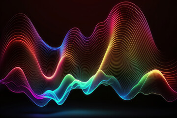 Fototapeta na wymiar Colorful glowing wavy lines create an electrifying abstract background, sure to catch the eye. Ideal for bold and dynamic projects. Generative AI