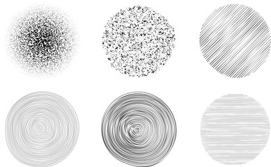 collection of abstract handdrawn circular design elements, vector illustration