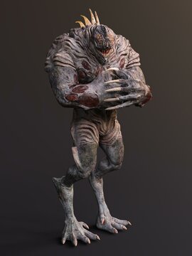 3D-illustration of an isolated dangerous alien very strong with razor-sharp fingernails