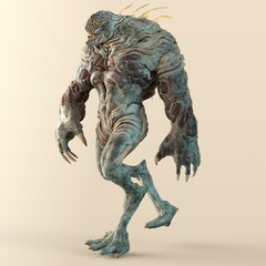 3D-illustration of an isolated dangerous alien very strong with razor-sharp fingernails