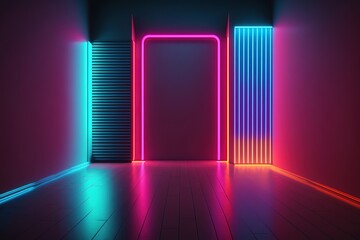 Neon Background with Colorful Lights. Generative AI