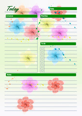 Template for printing a daily planner
