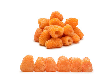 Tasty raspberries isolated on  white background.