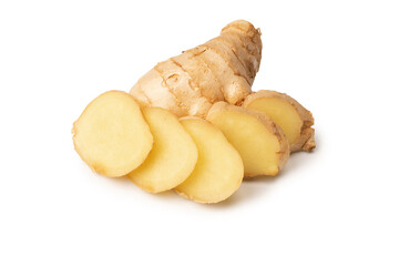 Ginger root isolated on white background.
