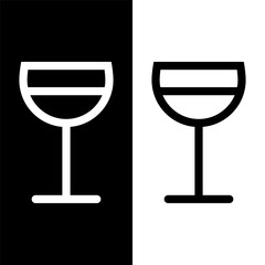 black and white wine glasses icon, wine glassware vector logo illustration for graphic and web design