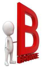 3d man presenting browse text concept