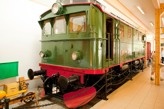 FLAM, NORWAY - JULY 16, 2018: An old electric locomotive EI 9 in the Flam Railway Museum built for the Norwegian State Railways - NSB. Visiting Flam during Norway in a Nutshell Tour. 
