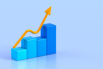 Business Graph with Arrow Showing Profits and Gains.