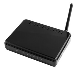 Wi-Fi wireless router on a transparent background. wireless router black. broadband wifi technology...