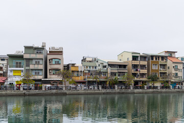 Tainan city downtown at riverside