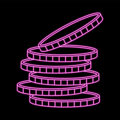Coin stock coin neon vector symbol for web sites and mobile apps, crypto financial blockchain technology coinbase money coin gold economy