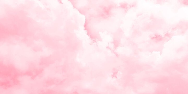 Cloud background in pastel baby pink color. Sunshine Splash over the clouds. Colorful. Sunset colorful. Sky pink and yellow colors. Sky abstract background. © Sharmin