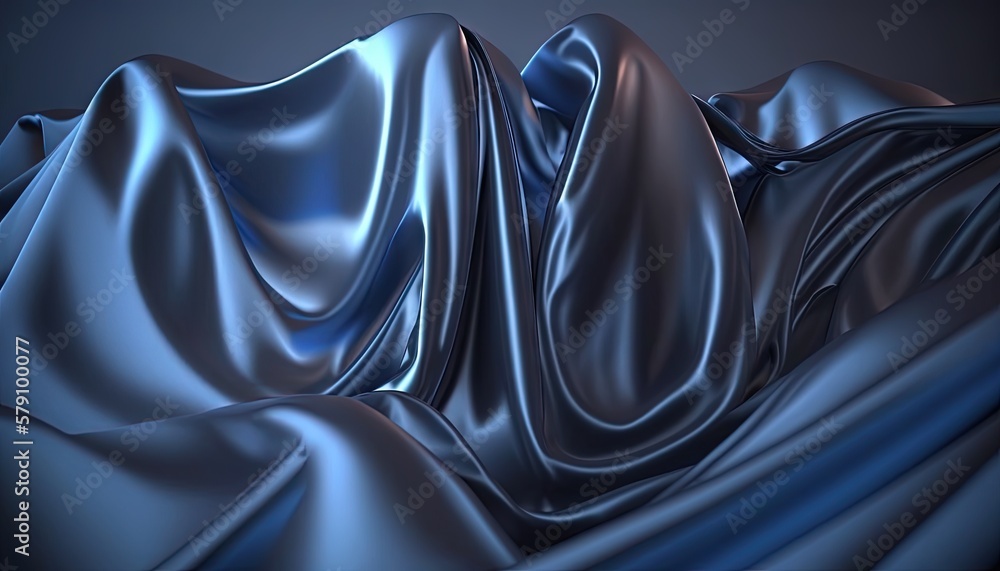 Poster a blue and black background with a wavy fabric pattern in the middle of it, with a black background 