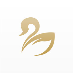 Simple swan logo design. Poultry logo template. Beautiful winged animal logo