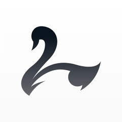 Simple swan logo design. Poultry logo template. Beautiful winged animal logo