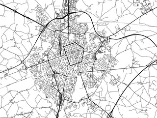 Naklejka premium Road map of the city of La Roche-sur-Yon in France on a transparent background.