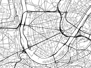 Obraz premium Road map of the city of Boulogne-Billancourt in France on a transparent background.